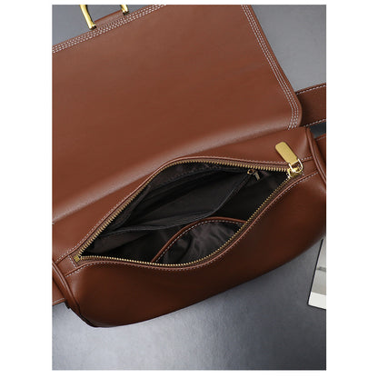 Ielgy Fashion Soft Leather Messenger Bag Large Capacity Shoulder Underarm Female Bag