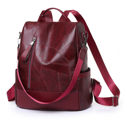 Ielgy Large Capacity Soft Leather Backpack Casual All-Match Ladies PU Backpack