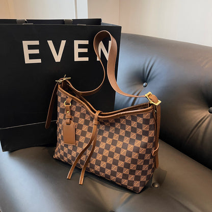 Ielgy Ladies Bag Retro Printed Large-Capacity Shoulder Bag All-Match Casual Cross-Body Women's Bag
