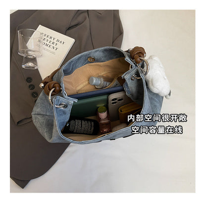 Ielgy Retro Korean Version Denim Underarm Bag Fashion Casual Portable Unique Texture Messenger Bag