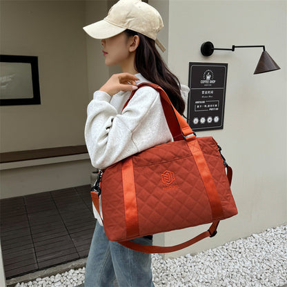 Ielgy Ladies Gym Bag Fashion Portable Travel Storage Bag Diamond Oxford Cloth Lightweight Dry Wet Separation Travel Duffel Bag