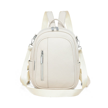 Ielgy Ladies Backpack Korean Version Soft Leather All-Match Simple Backpack Candy Color Cute Small Bag Travel Backpack