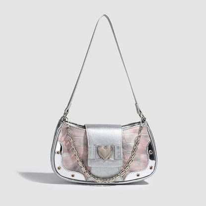 Ielgy Premium Crocodile Pattern Underarm Bag Retro Chain Shoulder Trendy Fashion Niche Design Handbag
