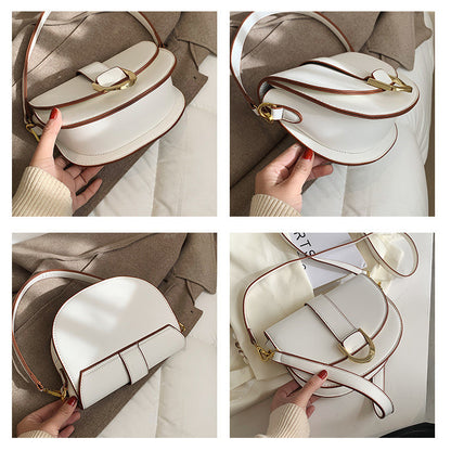 Ielgy Fashion Texture Portable Saddle Bag Shoulder Crossbody Underarm Bag