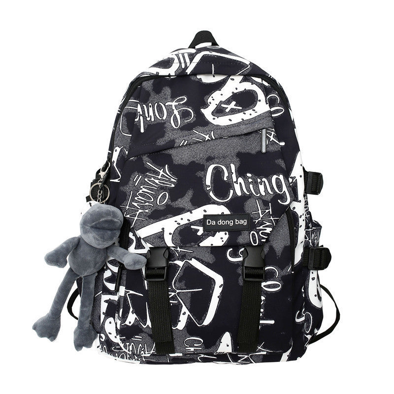 Ielgy Graffiti College Students Large Capacity Harajuku Style Trendy Backpack