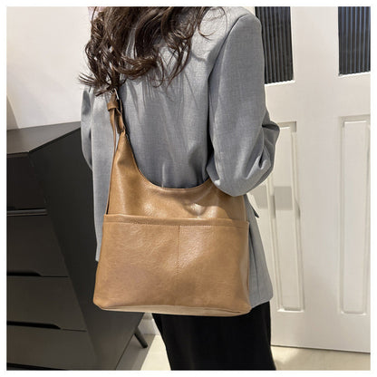 Ielgy Ladies Simple Commuter Underarm Bag Large Capacity Shoulder Tote Bag