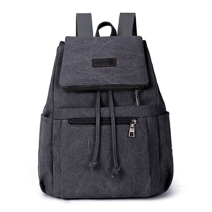Ielgy Canvas Bag Korean Version Trendy Ladies Canvas Backpack Fashion Student School Bag Retro Backpack