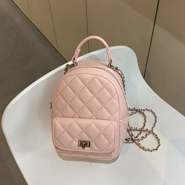 Ielgy High-End Feeling Niche Diamond Chain Backpack Fashionable All-Match Backpack Portable