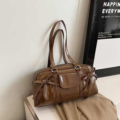 Ielgy Retro Portable Commuter Bag Niche Underarm Bag Simple Large-Capacity Shoulder Tote Bag