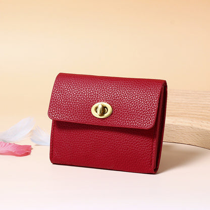 Ielgy Ladies Small Wallet Soft Leather Thin Style Simple Small Ladies High-End Multi-card Coin Purse