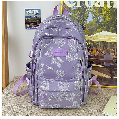 Ielgy Student Schoolbag Simple Casual Backpack Lightweight High-value Large-capacity Backpack