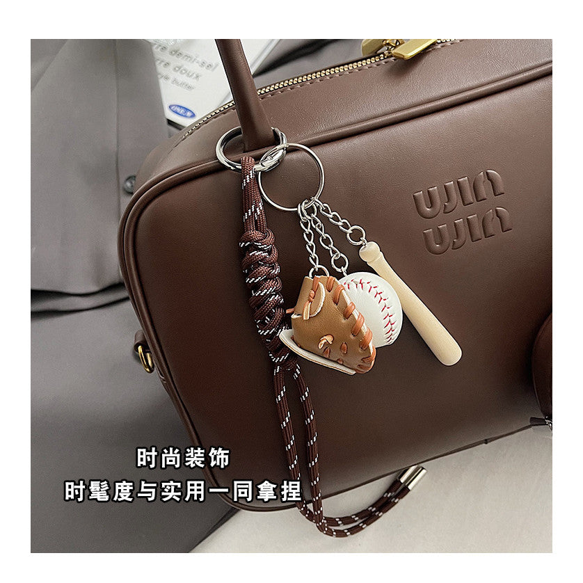 Ielgy Fashion Niche Bowling Briefcase Large Capacity Commuter Handbag One Shoulder Diagonal