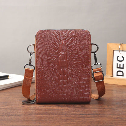 Ielgy Eryu Head Unique Men's Cross-body Crocodile Pattern One-shoulder Mobile Phone Bag