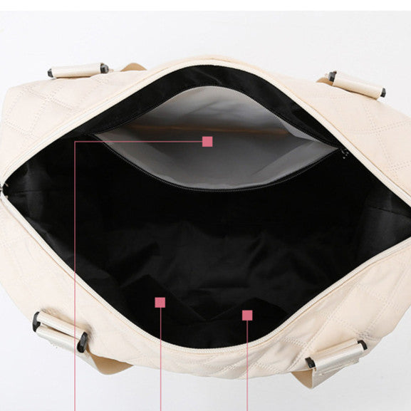 Ielgy Ladies Gym Bag Fashion Portable Travel Storage Bag Diamond Oxford Cloth Lightweight Dry Wet Separation Travel Duffel Bag