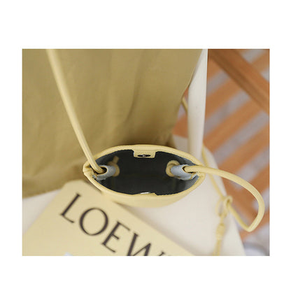 Ielgy Korean Version Summer All-Match Soft Leather Mobile Phone Bag Portable Shopping Small Shoulder Bag Retro Lychee Pattern Shoulder Crossbody