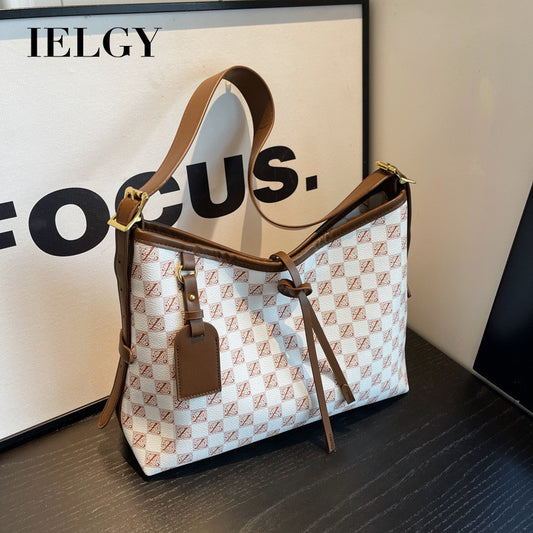 Ielgy Ladies Bag Retro Printed Large-Capacity Shoulder Bag All-Match Casual Cross-Body Women's Bag