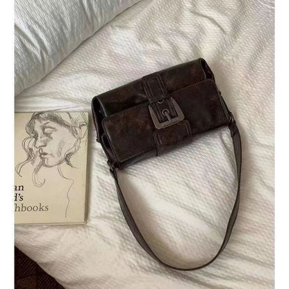 Ielgy Ladies Melade Style Bag Shoulder Crossbody Retro Motorcycle Small Bag All-Match Underarm Bag