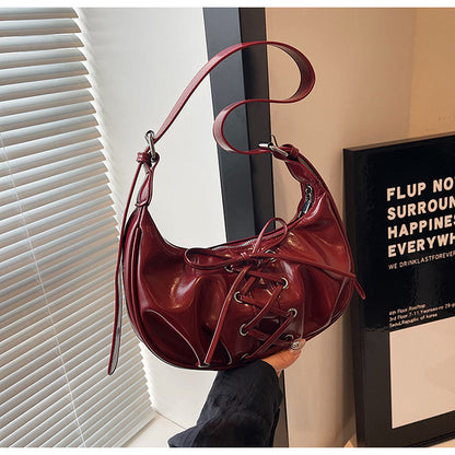 Ielgy High-End Temperament Red Bow Bag Sweet Cool Hot Girl One-Shoulder Underarm Niche Dumpling Bag