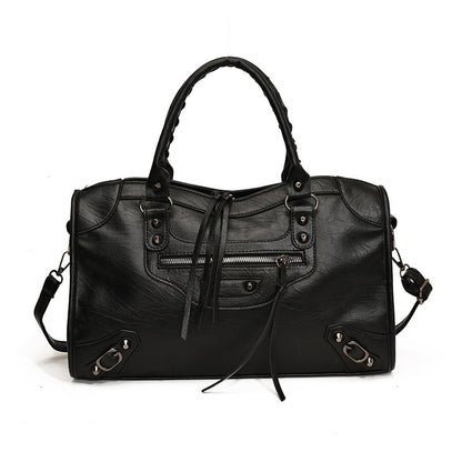 Ielgy Retro Rivet Motorcycle Bag Large-Capacity Portable Tote Bag High-End Sense One-Shoulder