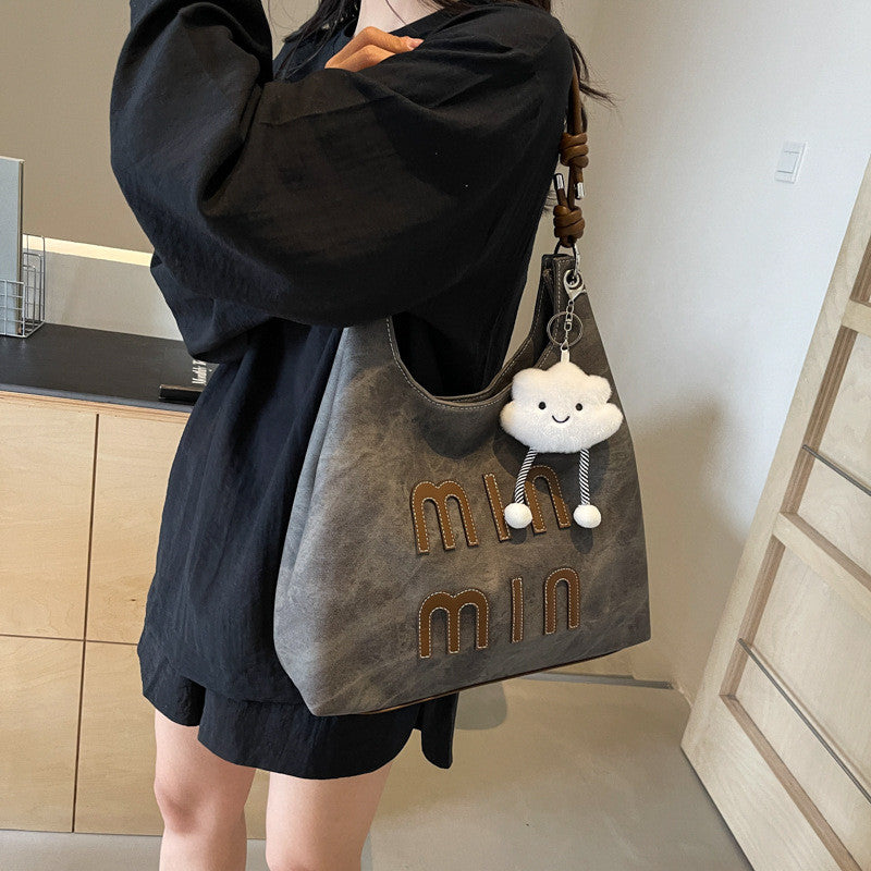 Ielgy Retro Korean Version Denim Underarm Bag Fashion Casual Portable Unique Texture Messenger Bag