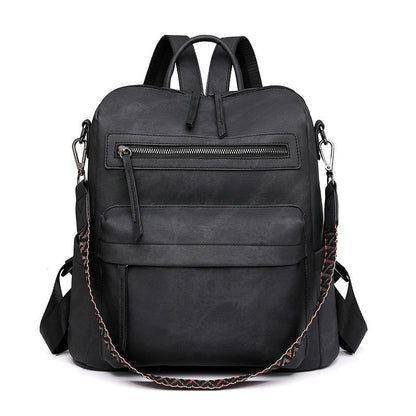 Ielgy Backpack PU Soft Leather All-Match Large-Capacity Dual-Use Ladies Backpack