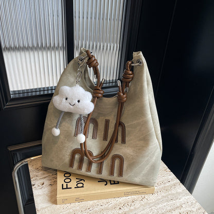 Ielgy Retro Korean Version Denim Underarm Bag Fashion Casual Portable Unique Texture Messenger Bag