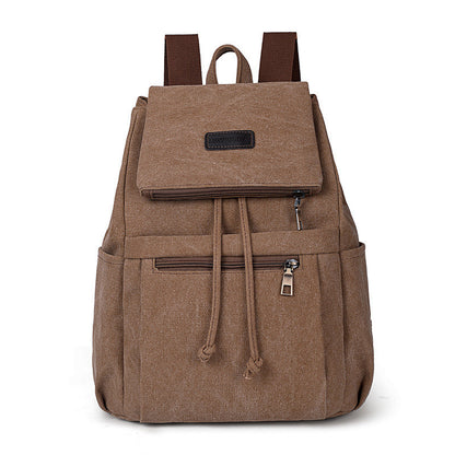 Ielgy Canvas Bag Korean Version Trendy Ladies Canvas Backpack Fashion Student School Bag Retro Backpack