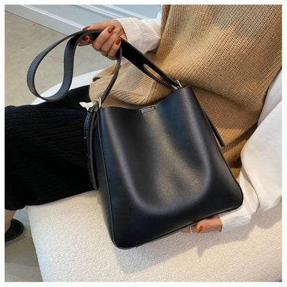 Ielgy Texture Big Bag Trendy All-Match Large-Capacity Broadband Cross-Body High-End Bucket Bag