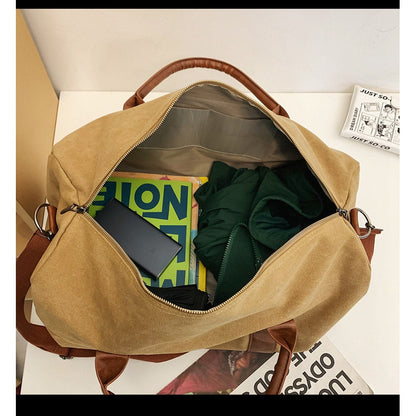 Ielgy Trendy Canvas Travel Bag Large Capacity Backpack Casual All-Match Business Trip Duffel Bag Short-Distance Handbag Gym Bag