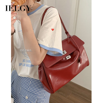 Ielgy Red Bag High-End Feeling Portable Large-Capacity Bridal Wedding Bag Cross-Body Bag