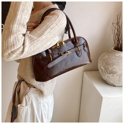 Ielgy Niche Portable Commuter Bag Fashion Retro Underarm Bag Simple Large-Capacity Messenger Bag