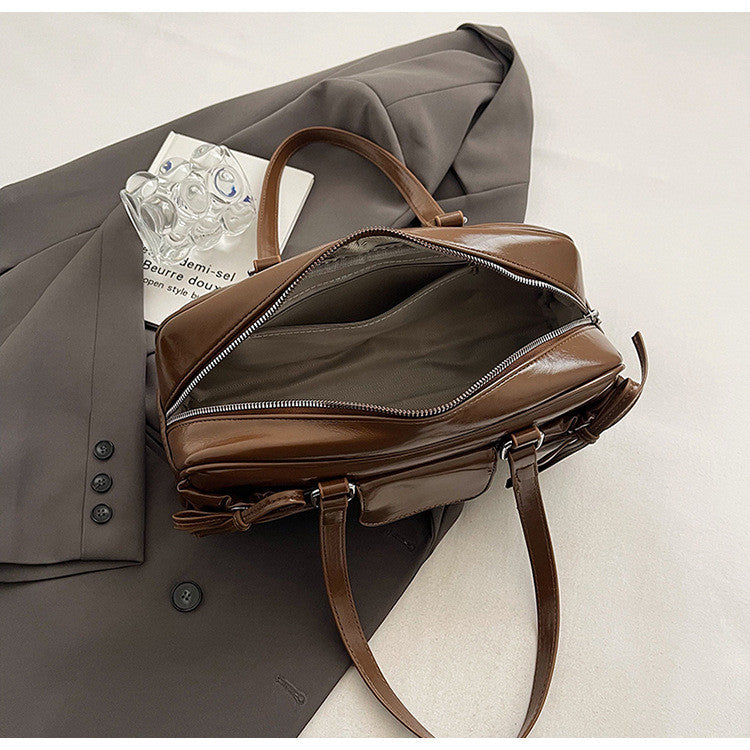 Ielgy Retro Portable Commuter Bag Niche Underarm Bag Simple Large-Capacity Shoulder Tote Bag