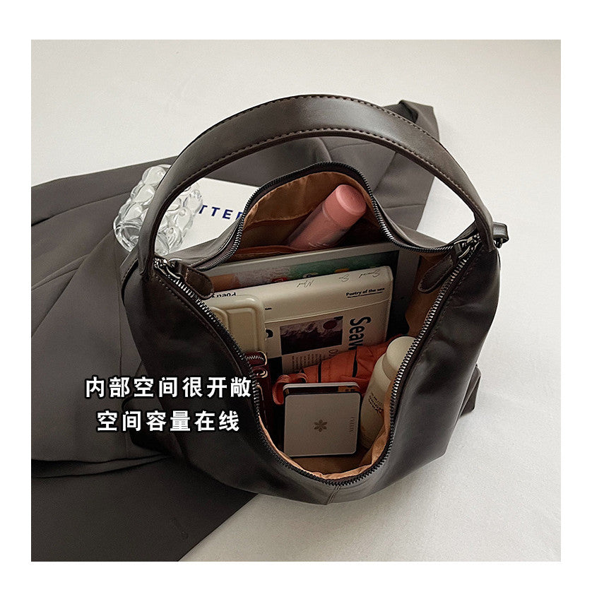 Ielgy Large-Capacity All-Match Lazy High-End Shoulder Underarm Bag Commuter Soft Leather Tote Bag