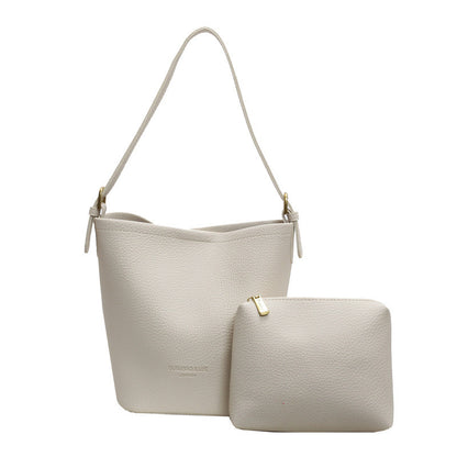 Ielgy Niche Design Bucket Bag Simple All-Match Cross-Body Retro Commuter Shoulder Bag