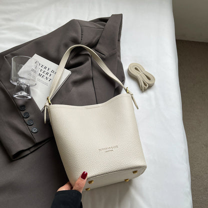 Ielgy Niche Design Bucket Bag Simple All-Match Cross-Body Retro Commuter Shoulder Bag