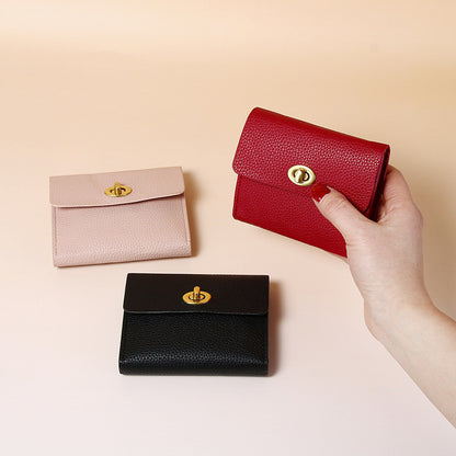 Ielgy Ladies Small Wallet Soft Leather Thin Style Simple Small Ladies High-End Multi-card Coin Purse