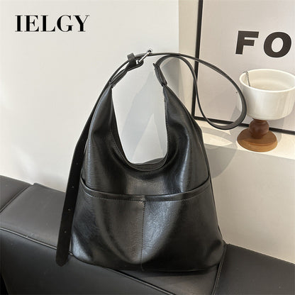 Ielgy Ladies Simple Commuter Underarm Bag Large Capacity Shoulder Tote Bag