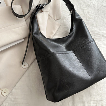 Ielgy Ladies Simple Commuter Underarm Bag Large Capacity Shoulder Tote Bag