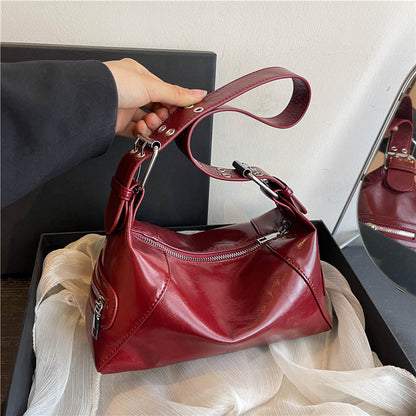 Ielgy Ladies Red High-End Feeling One-Shoulder Underarm Bag Cross-Body Commuter