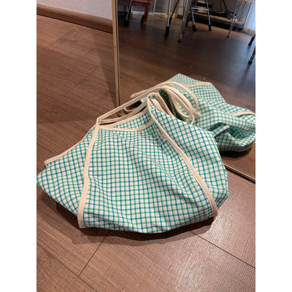 Ielgy Korean Version Large-Capacity Tote Bag Simple Plaid Commuter One-Shoulder Fashion All-Match B