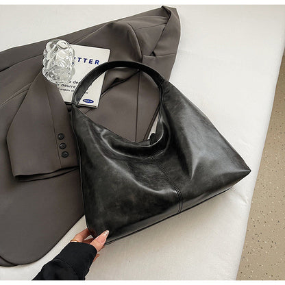 Ielgy Large-Capacity All-Match Lazy High-End Shoulder Underarm Bag Commuter Soft Leather Tote Bag