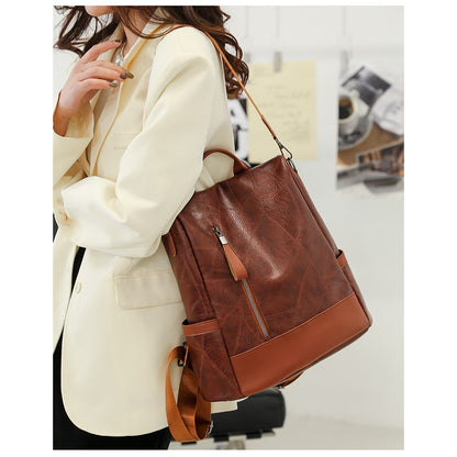 Ielgy Large Capacity Soft Leather Backpack Casual All-Match Ladies PU Backpack