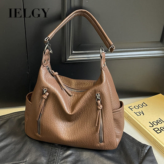 Ielgy High-End All-Match Messenger Bag Trendy Fashion Tote Bag Large-Capacity Portable Commuter Bag