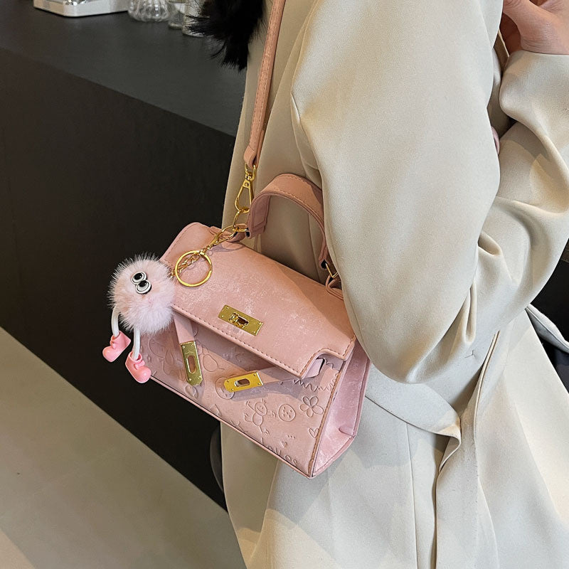 Ielgy Korean Version Portable Fashion Embossed Niche Design Shoulder Messenger Bag