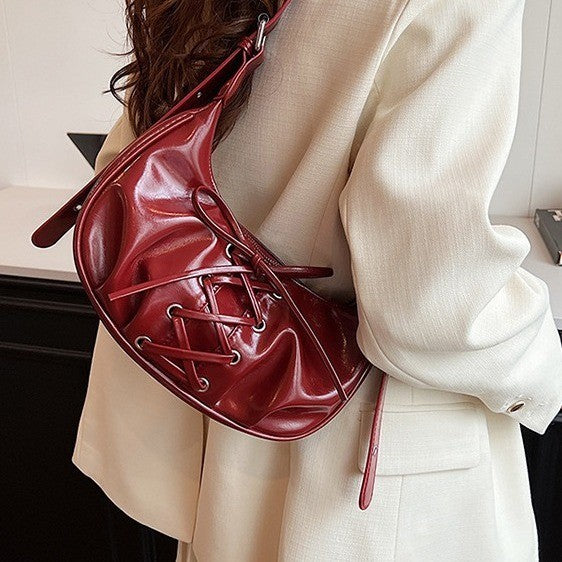 Ielgy High-End Temperament Red Bow Bag Sweet Cool Hot Girl One-Shoulder Underarm Niche Dumpling Bag