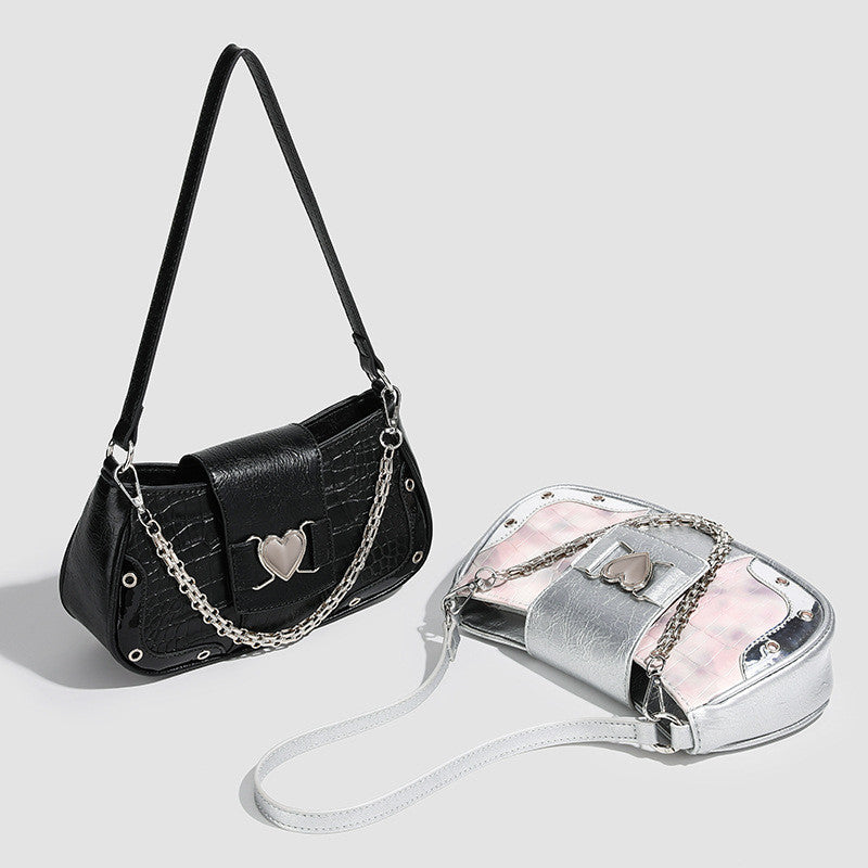 Ielgy Premium Crocodile Pattern Underarm Bag Retro Chain Shoulder Trendy Fashion Niche Design Handbag