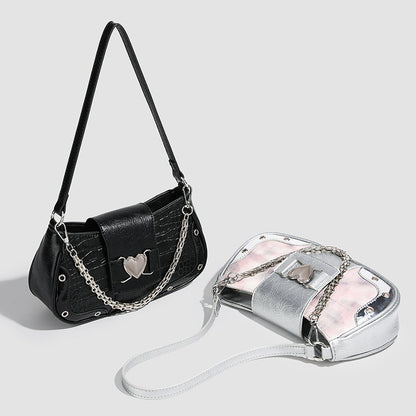 Ielgy Premium Crocodile Pattern Underarm Bag Retro Chain Shoulder Trendy Fashion Niche Design Handbag