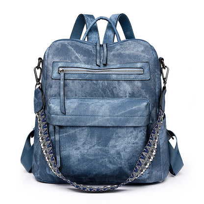 Ielgy Backpack PU Soft Leather All-Match Large-Capacity Dual-Use Ladies Backpack