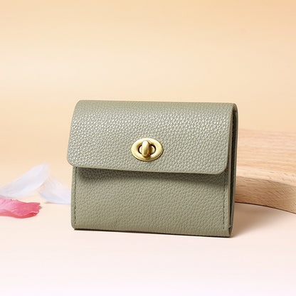 Ielgy Ladies Small Wallet Soft Leather Thin Style Simple Small Ladies High-End Multi-card Coin Purse