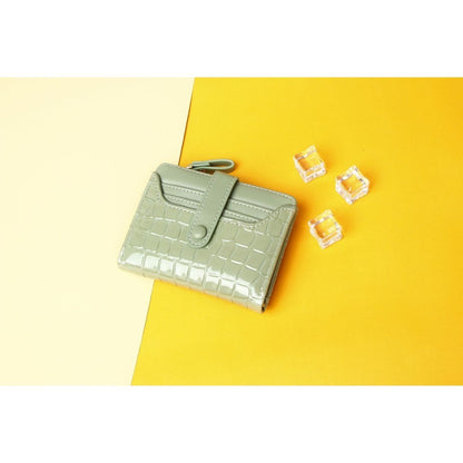Ielgy Short Female Wallet High-End Multi-Card Slot Multi-Function Card Holder Solid Color Stone Pattern Coin Purse Wallet Bag